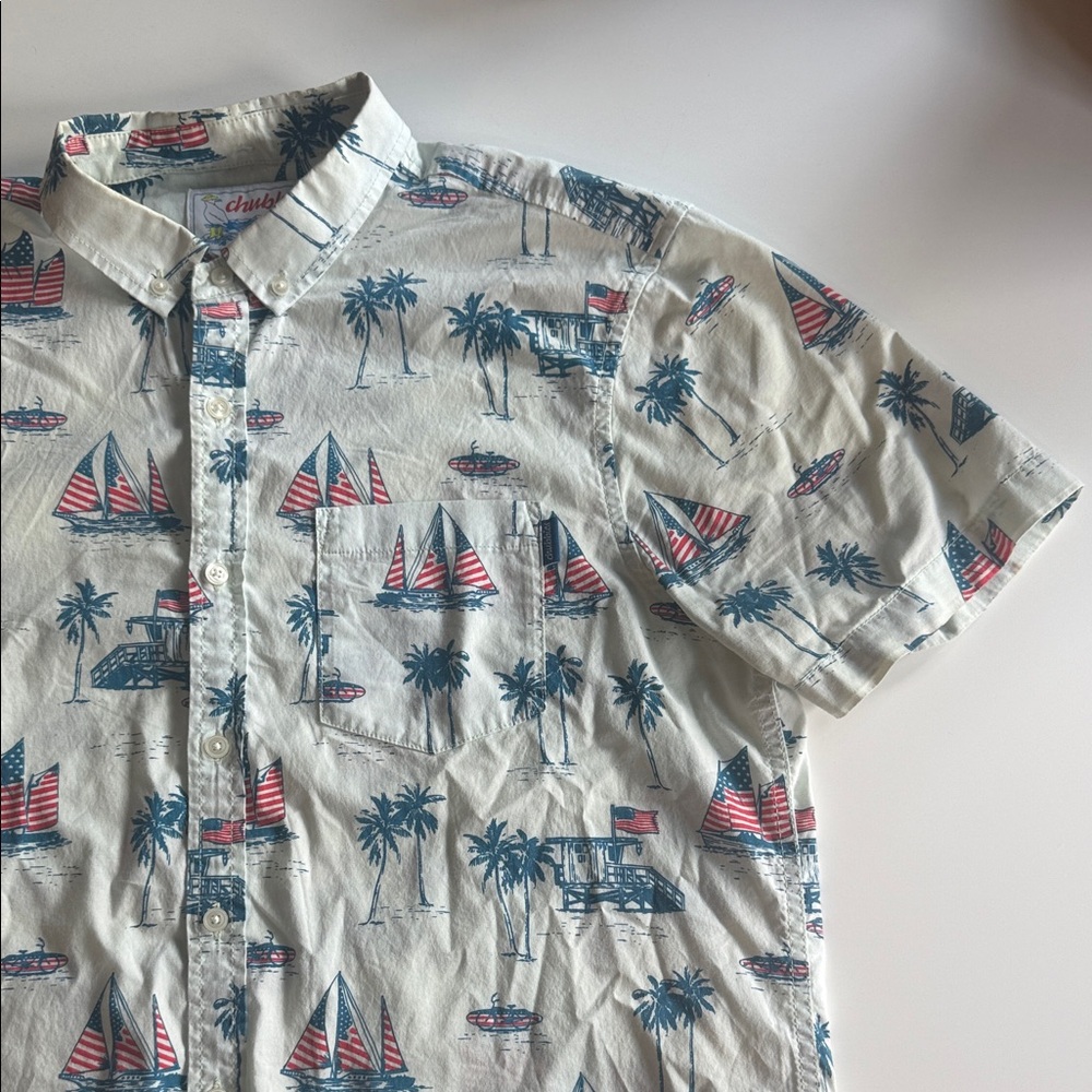 Chubbies Short-Sleeve Button Down American Flag Sailboat